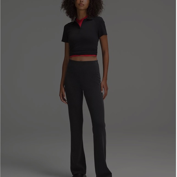 lululemon athletica Pants - lululemon athletica Black Ribbed Softstreme Flared Pants